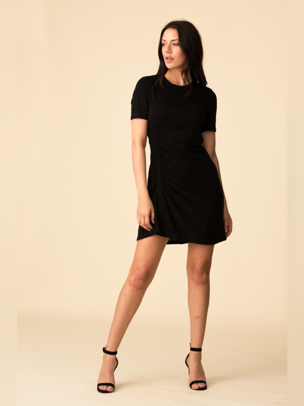 A.L.C. Black Sally Short Sleeve Ruched Mini T-shirt Jersey Dress Size Small